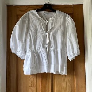 Ganni Cotton Tie Front Blouse